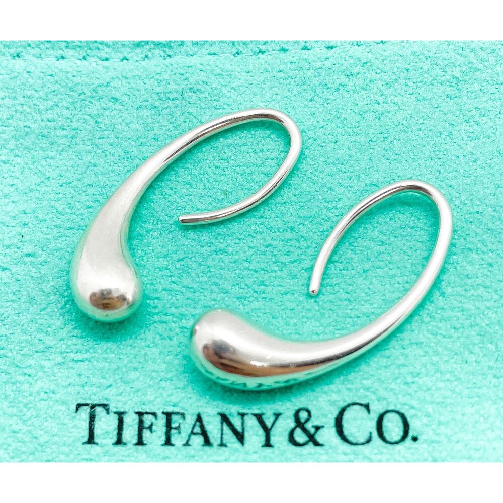 Tiffany & Co. Elsa Peretti Teardrop Hoop Earrings Sterling Silver - Picture 7 of 10